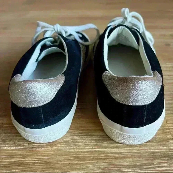 Madewell Sidewalk Low-Top Sneakers Suede Size 7.5 M Black Leopard & Sparkle - Picture 8 of 10